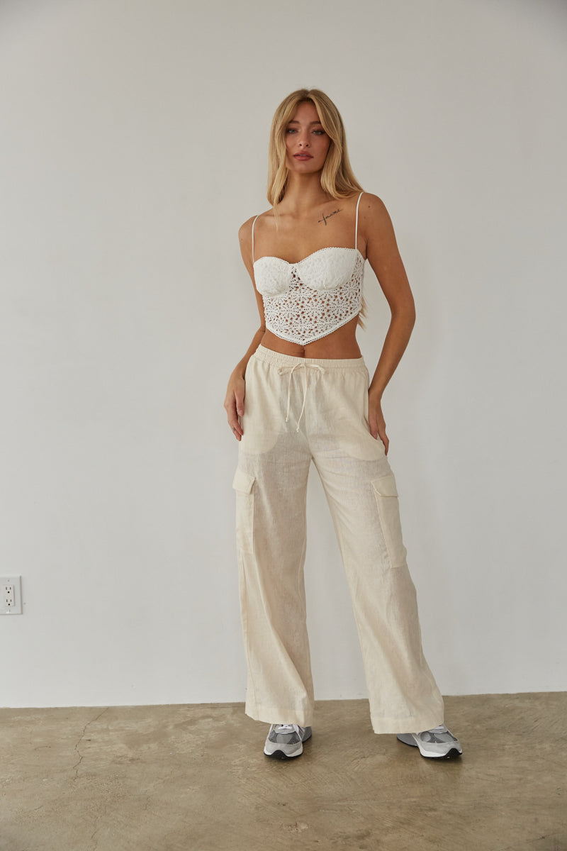 Vienna Linen Cargo Pants • Shop American Threads Women's Trendy