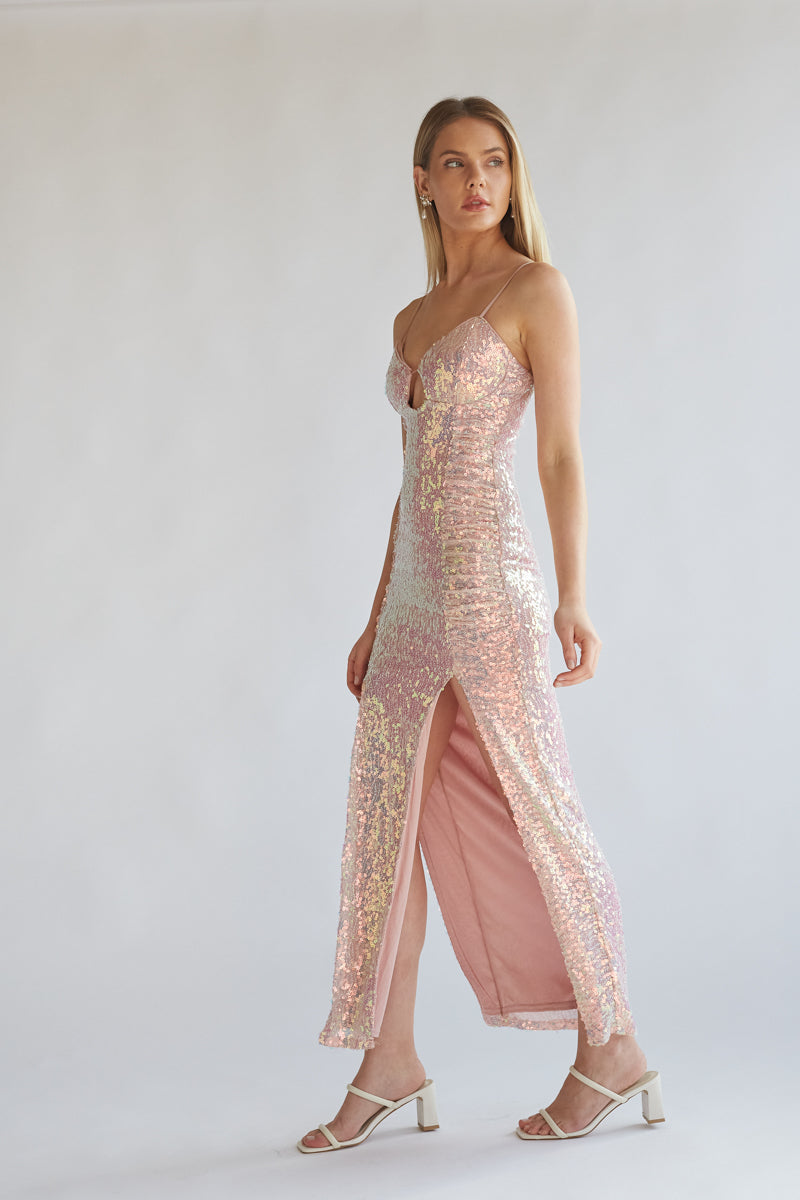 Signature silver iridescent sequin hotsell midi dress