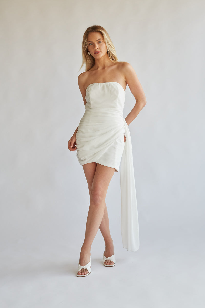 Ariana Draped Strapless Mini Dress • Shop American Threads Women's Trendy  Online Boutique