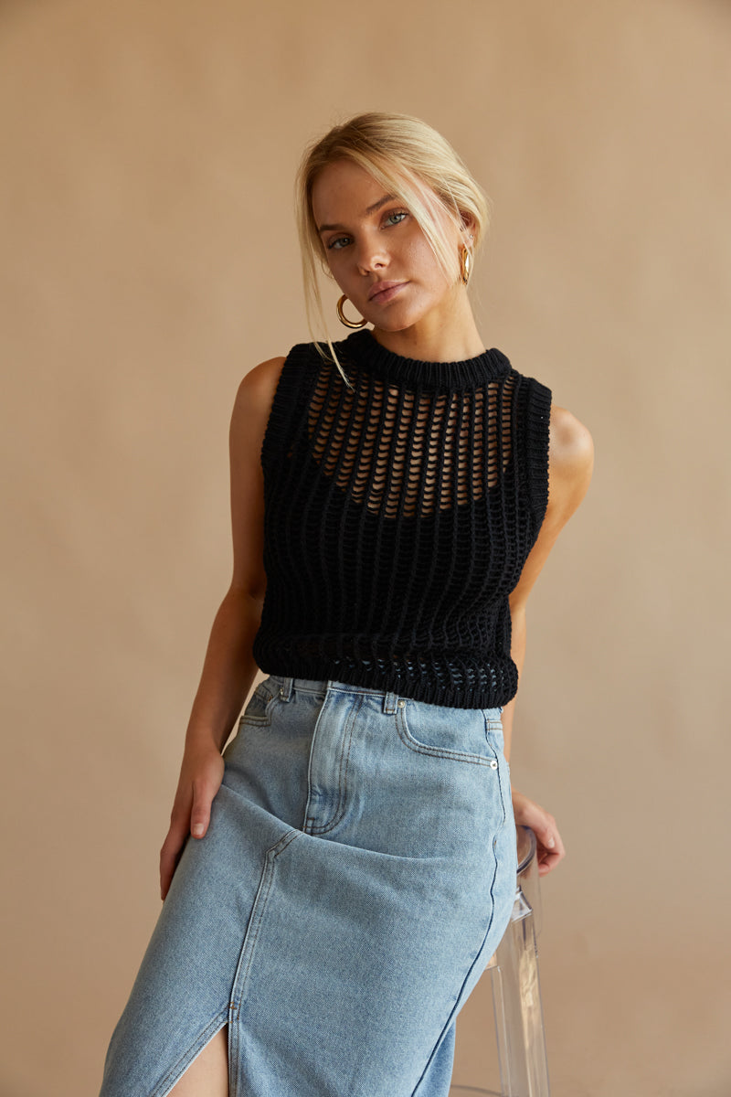 Beth Open Knit Sweater Vest • Shop American Threads Women's Trendy
