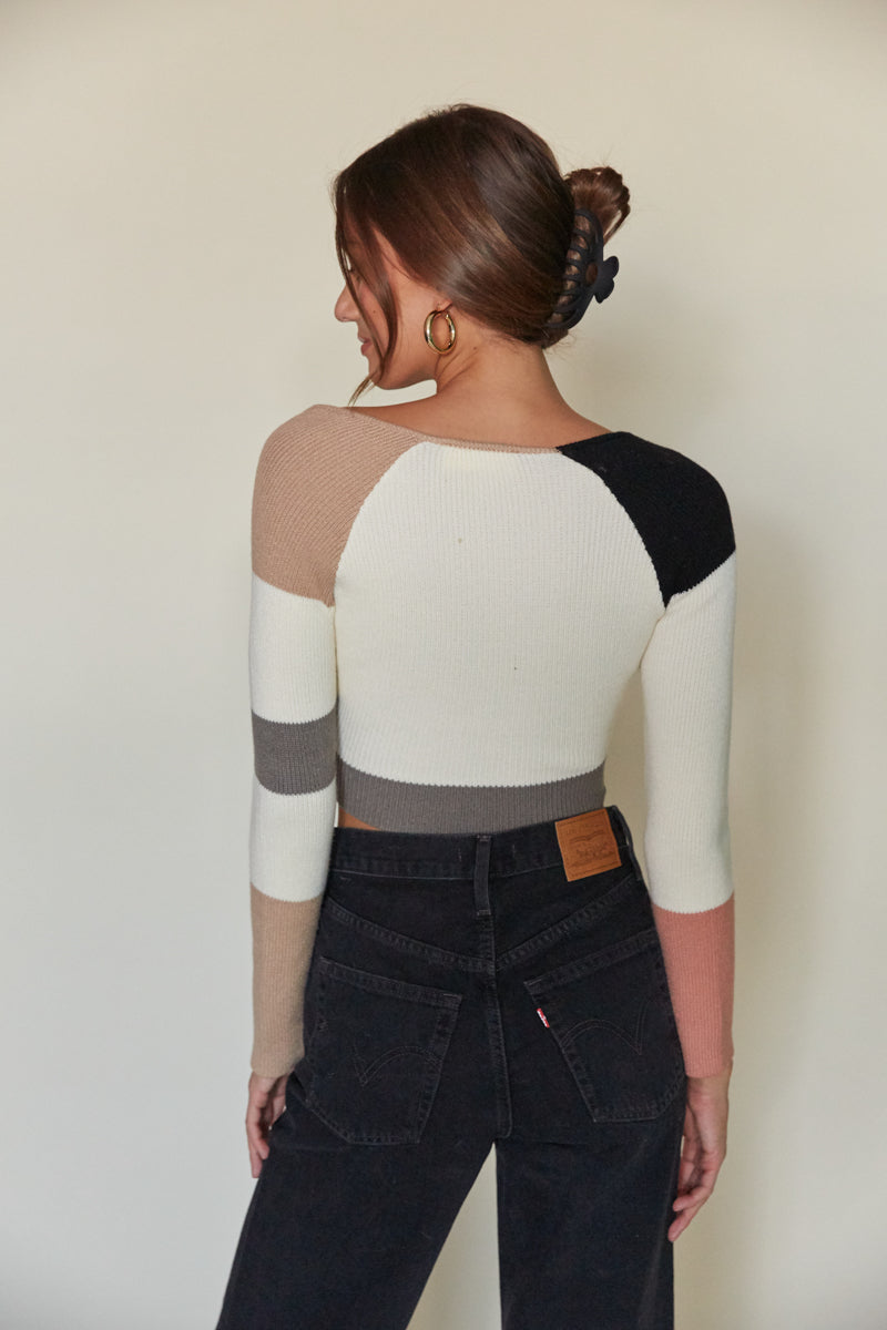 Cropped colorblock cheap sweater