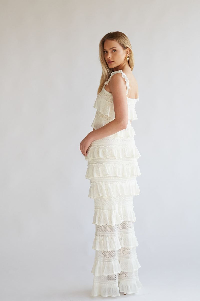 Colette Crochet Tiered Ruffle Top and Maxi Skirt Set • Shop American  Threads Women's Trendy Online Boutique