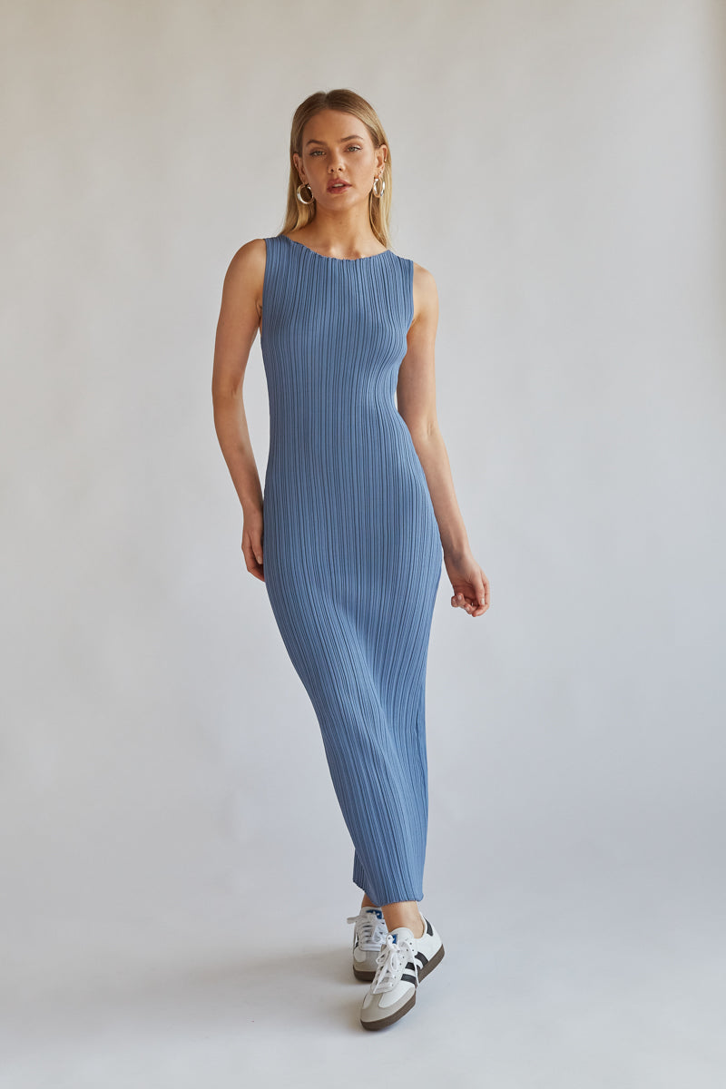 Dariann Sleeveless Ribbed Midi Dress • Shop American Threads Women's Trendy  Online Boutique