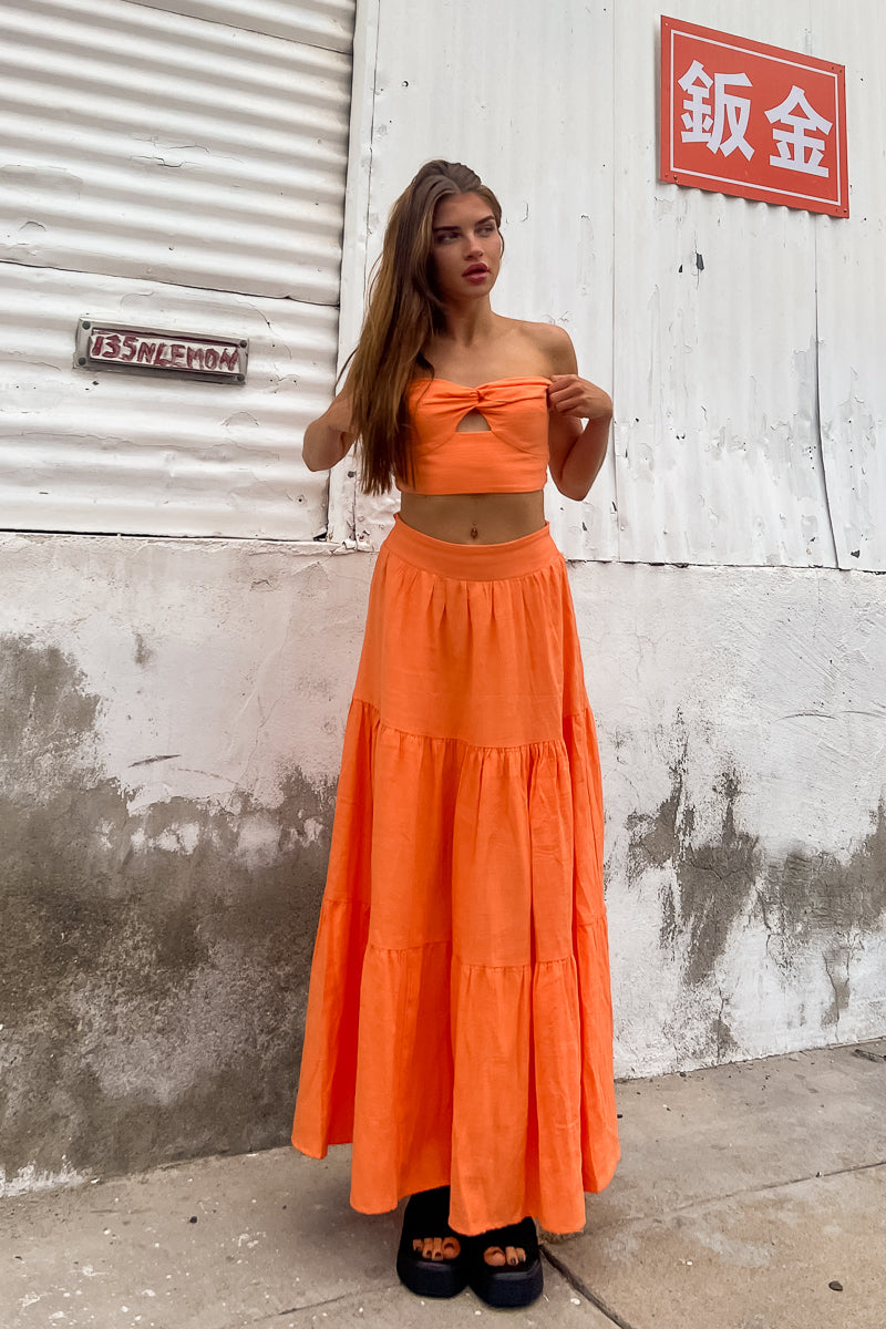 Orange maxi skirt clearance in mamma mia 2