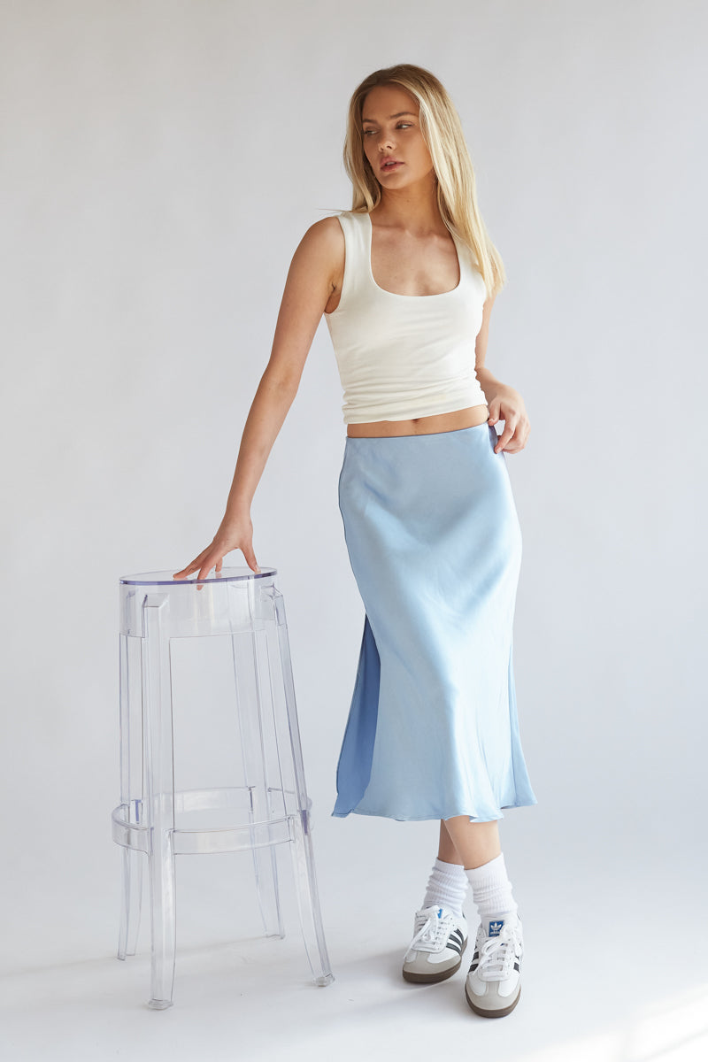 Satin a line midi skirt sale