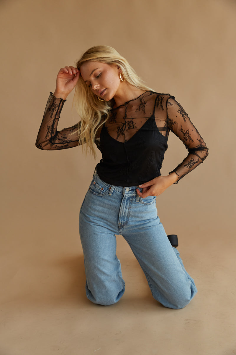 Erica Mesh Long Sleeve Top • Shop American Threads Women's Trendy Online  Boutique – americanthreads