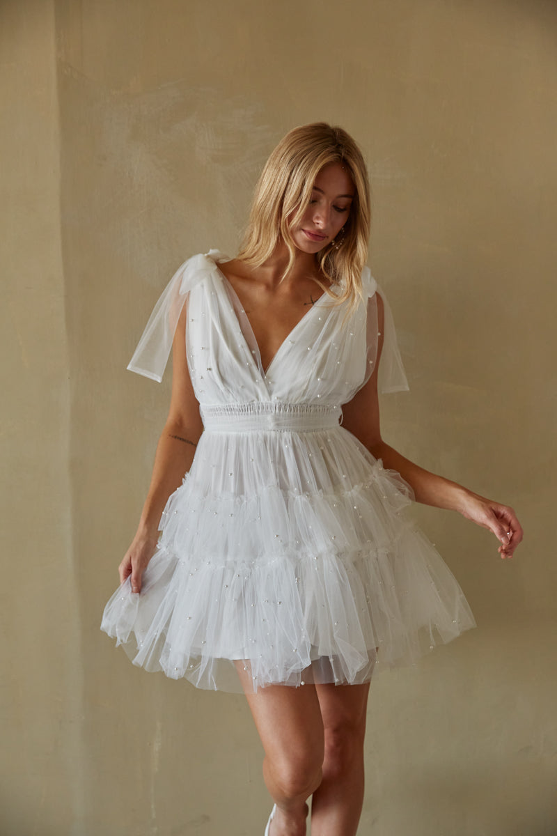 White Tulle Ruffled Bustier Midi Dress | Womens | Medium (Available in L) | 100% Polyester | Lulus