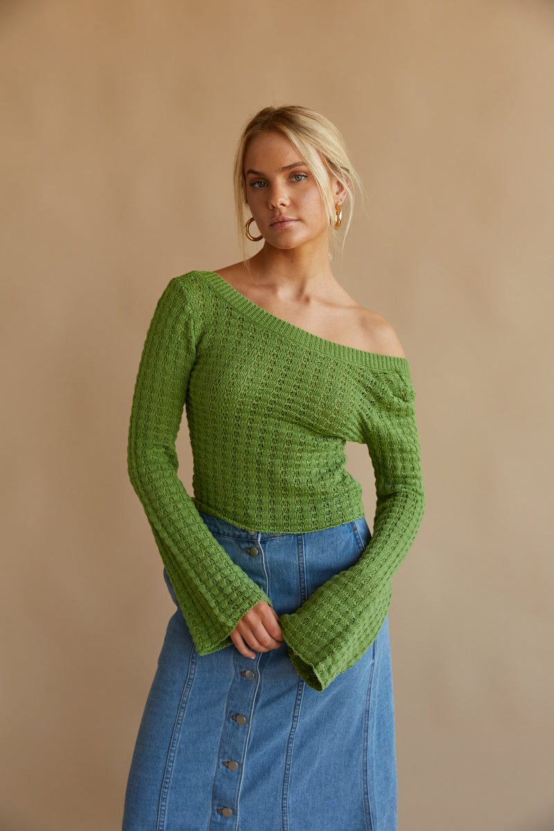 Green bell outlet sleeve sweater