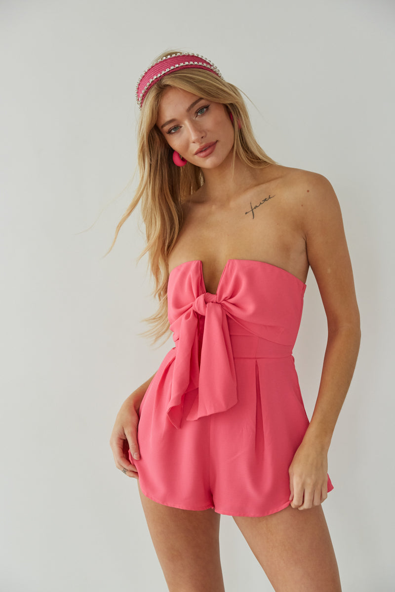 Strapless tie cheap front romper