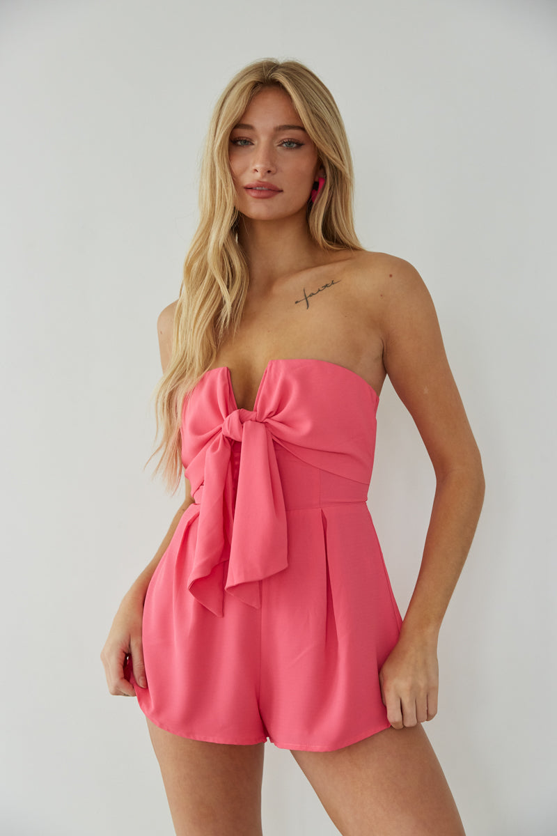 Pink Strapless Romper