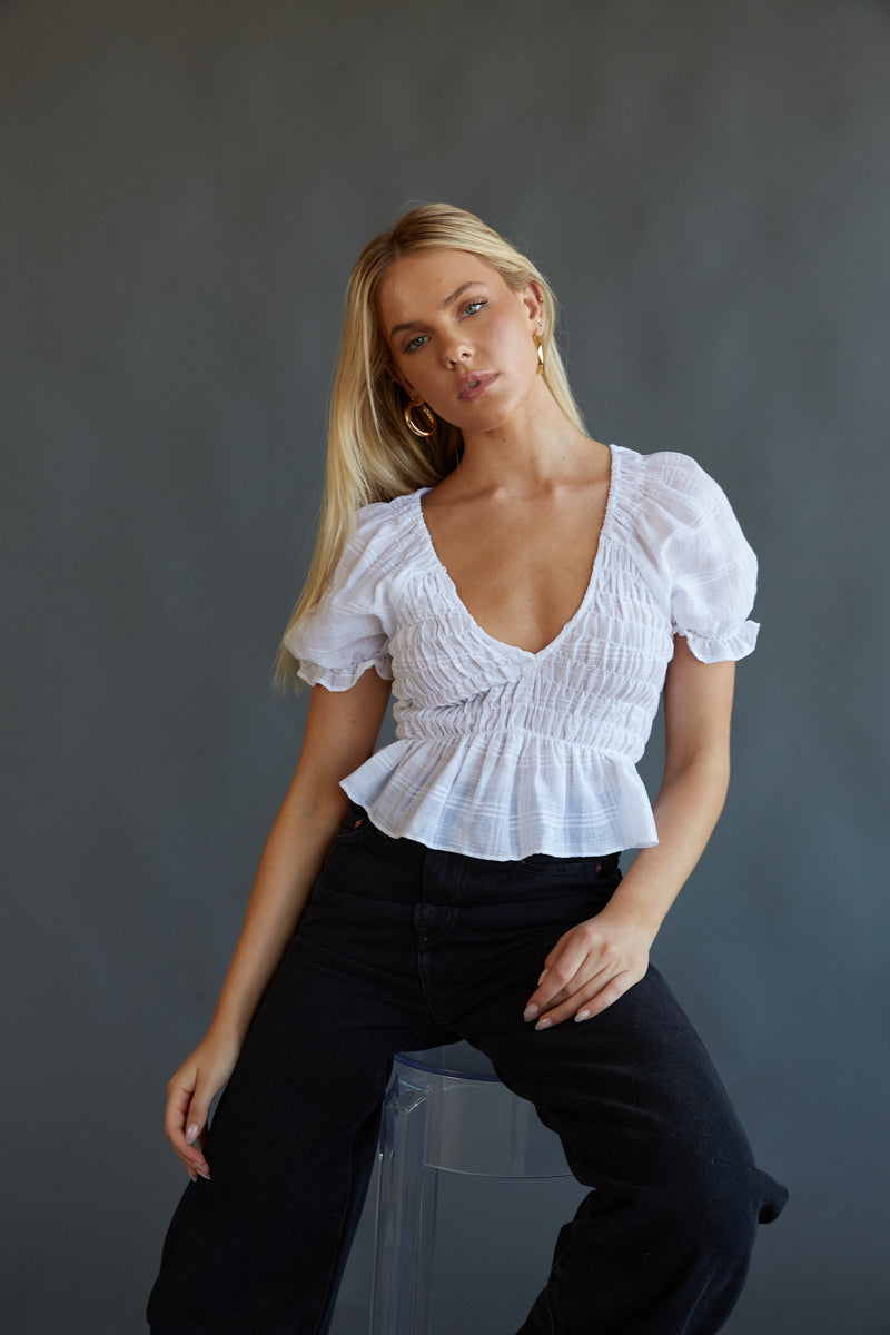 Melissa Puff Sleeve Crop Top • Shop American Threads Women's