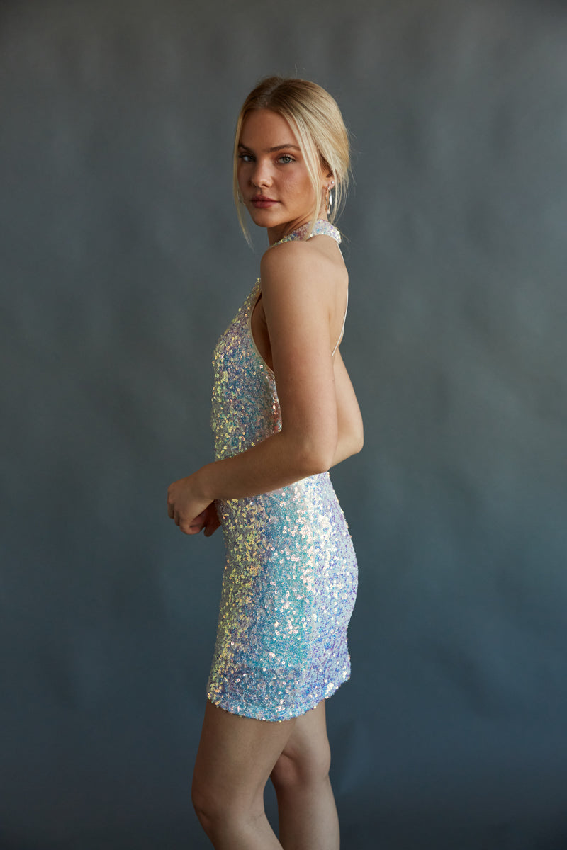 White Opal Sequin Dress