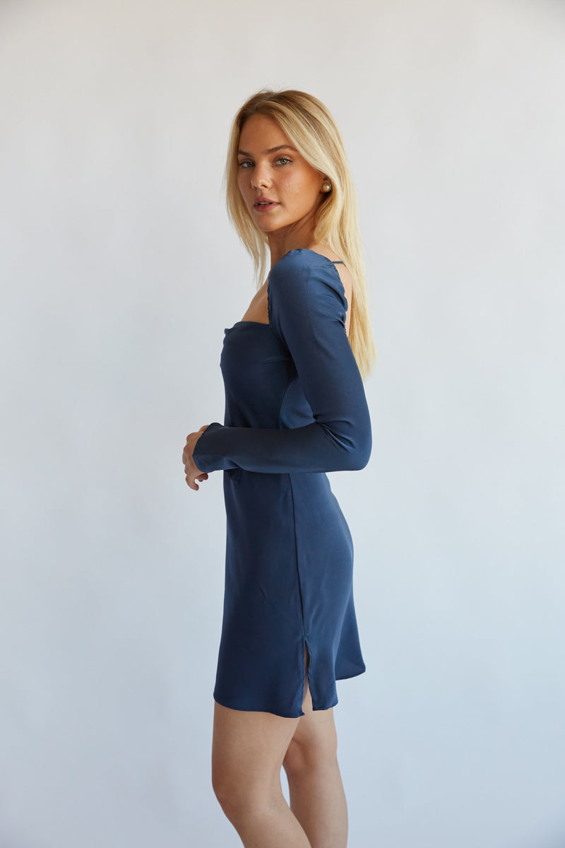 Navy mini clearance dress long sleeve