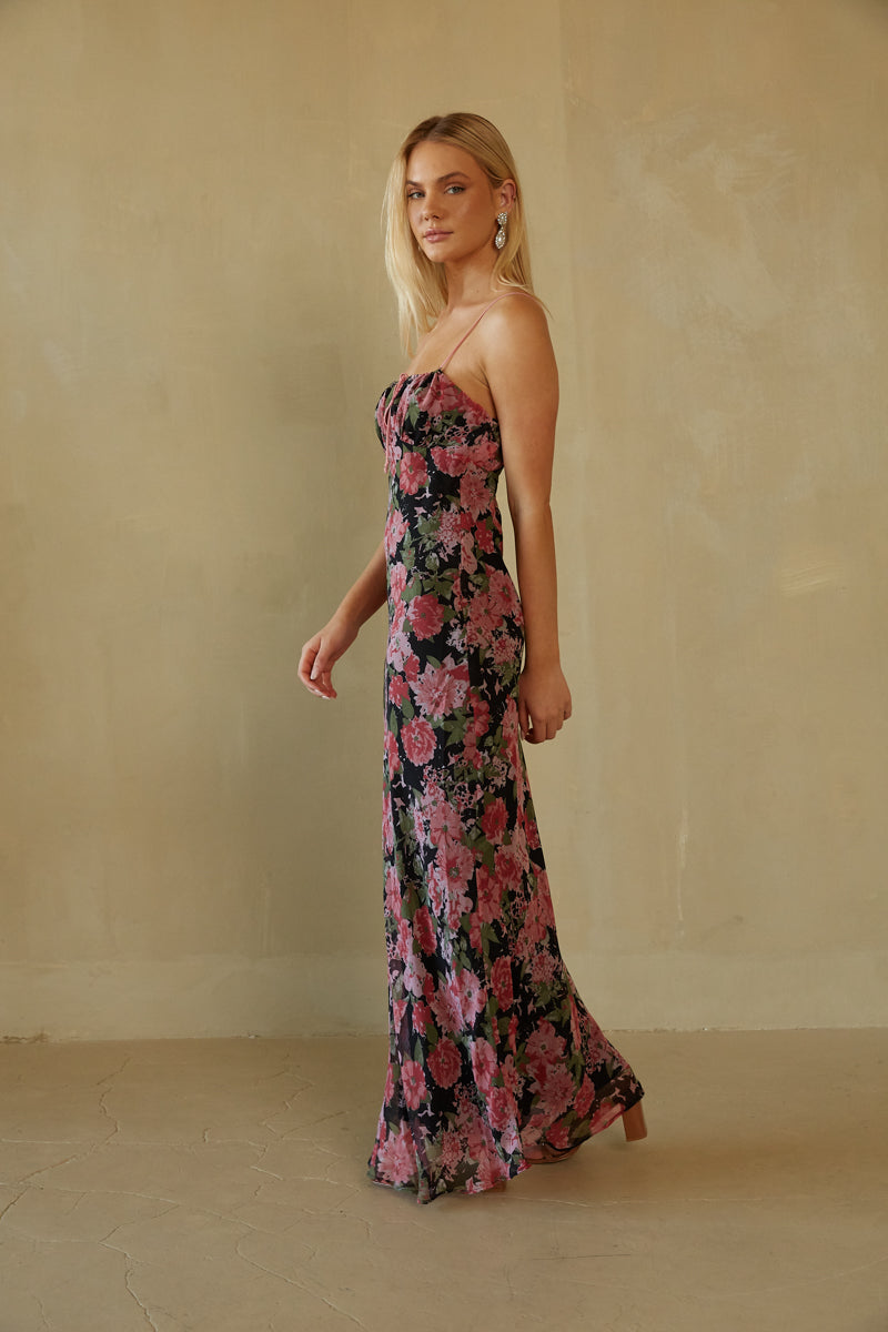 Spaghetti strap floral maxi 2024 dress