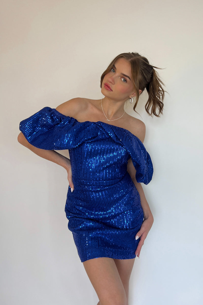 Cobalt blue sales sequin dress