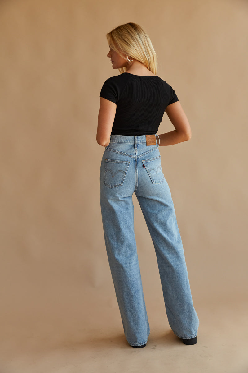 Levi's Ribcage Wide Leg Jeans in Far and Wide | Size 28 | 100% Cotton | American Threads