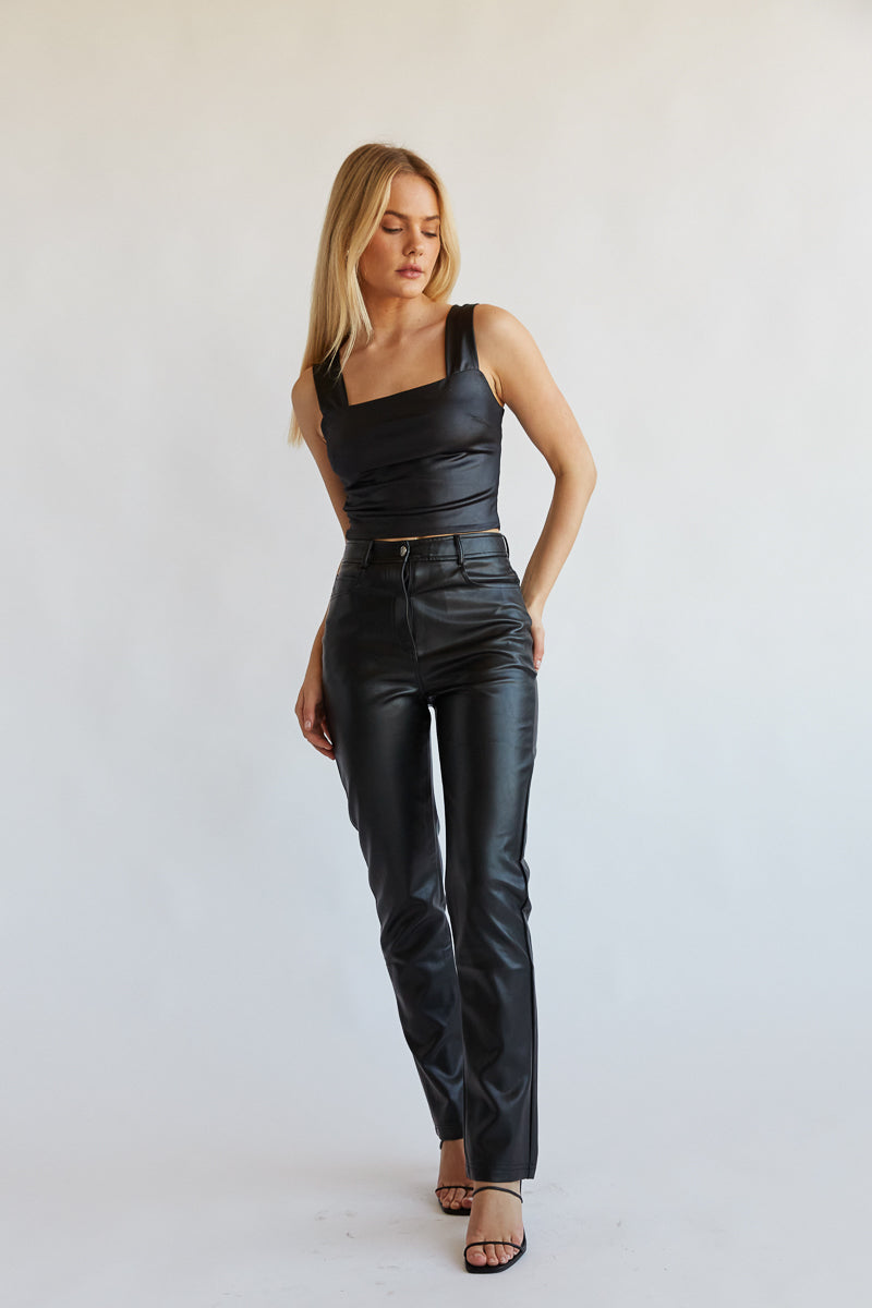 Going Out Black Faux Leather Pants