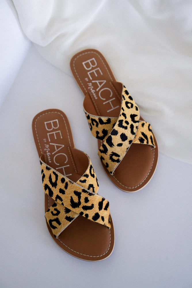 White leopard online sandals