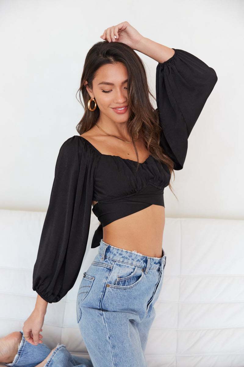 Pause Open Back Long Sleeve Crop Top