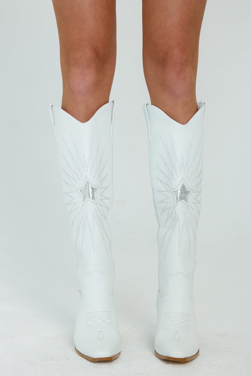 White and shop silver cowboy boots