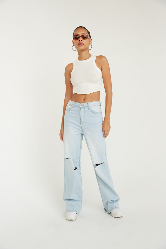Wide Leg Ripped Jeans