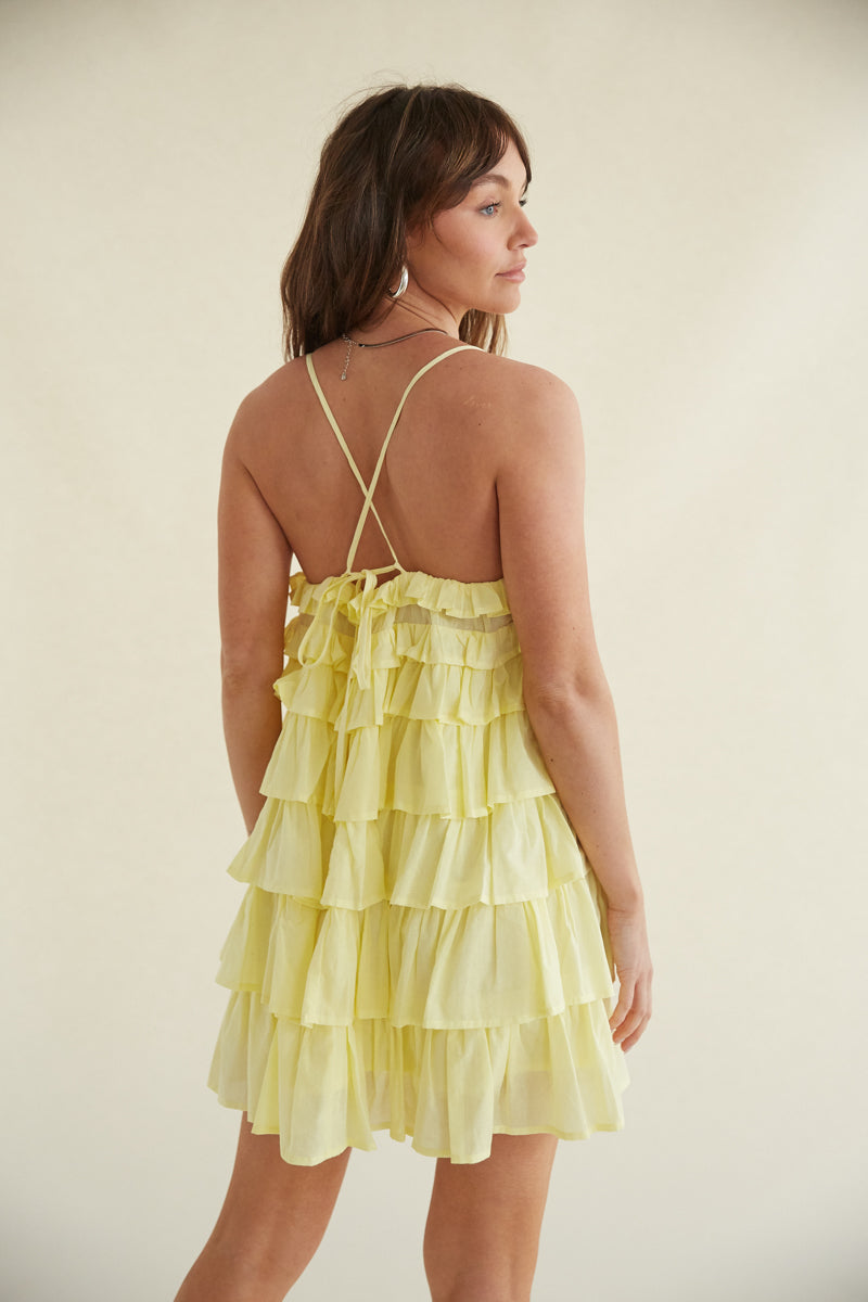 Yellow Cocktail Dress with Bow