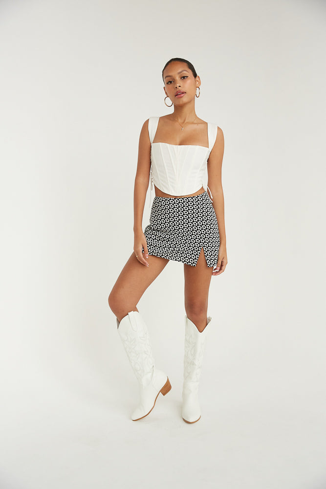 White mini skirt with hotsell side slits