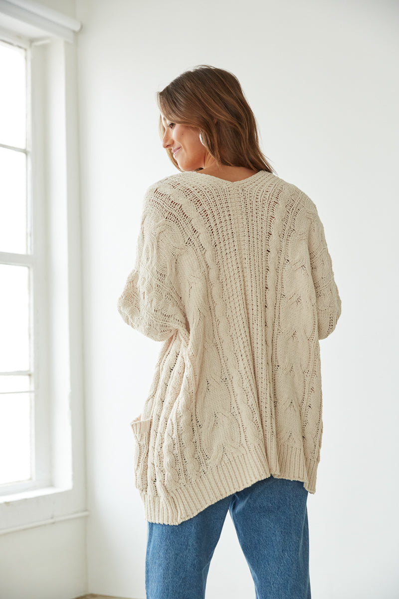 Kenna Cable Knit Cardigan • Shop American Threads Women's Trendy