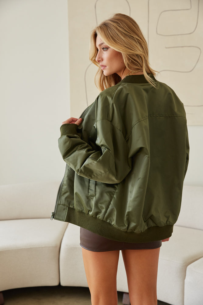 Army green shop bomber jacket womens