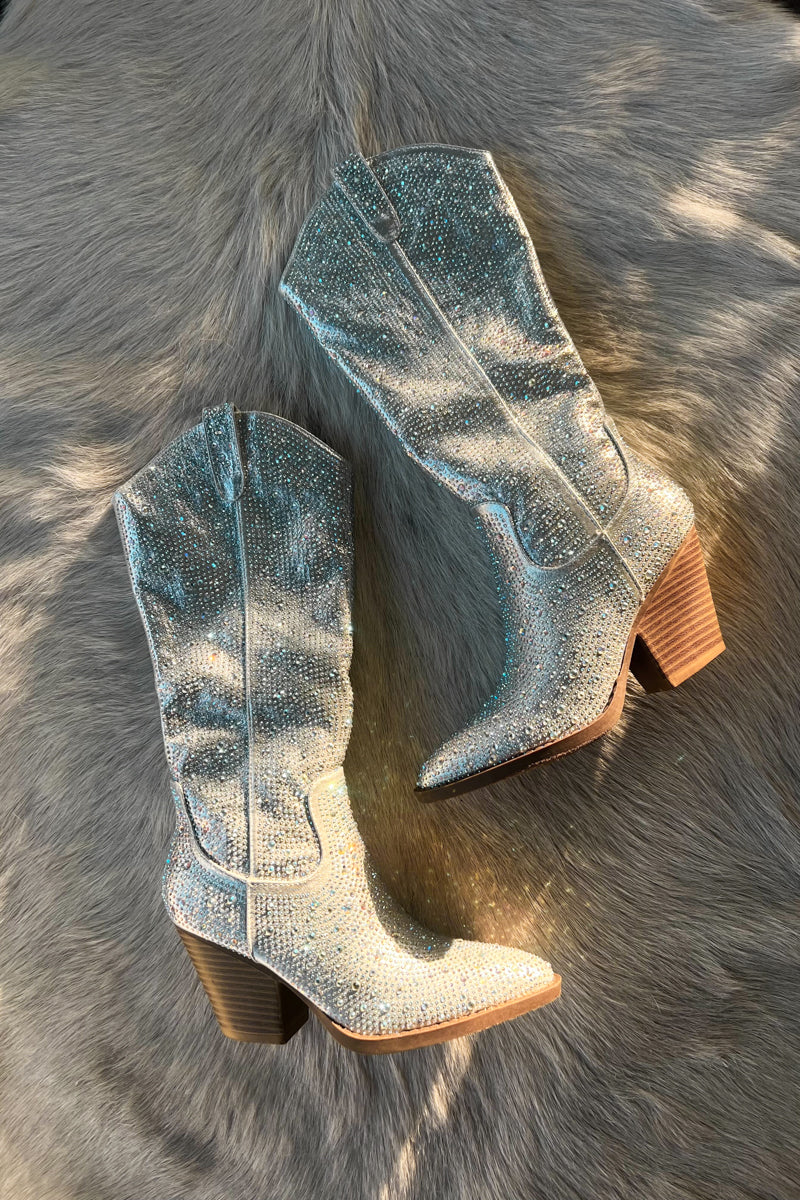 Silver glitter 2024 cowboy boots