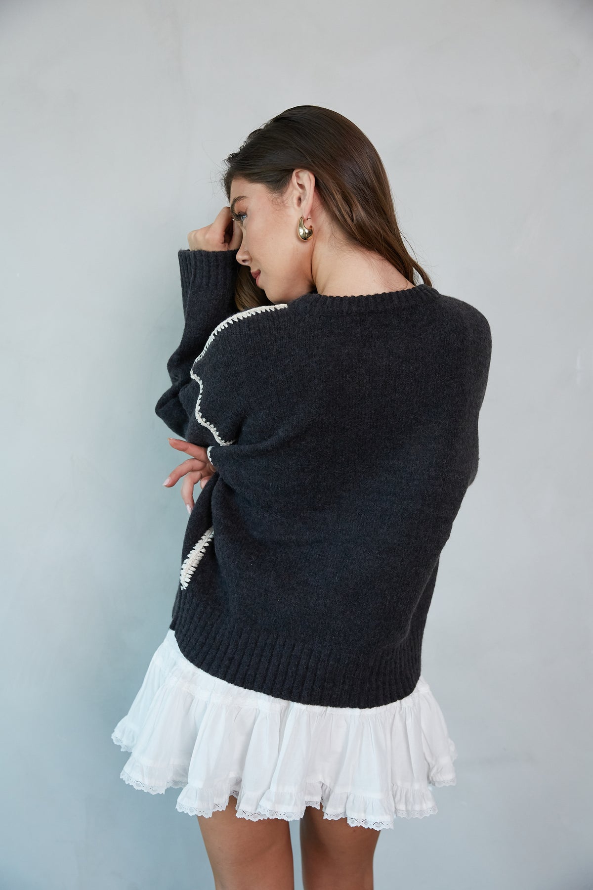 back-image | warm knit sweater | baggy knit sweater | everyday sweater | unique sweater | soft sweater | loungewear