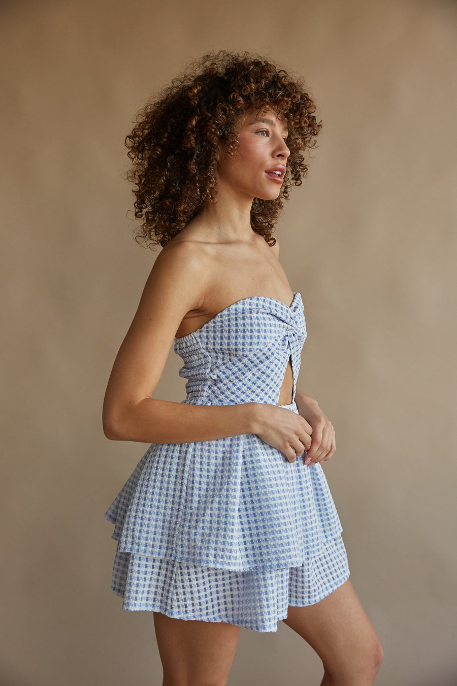 Blue white checkered dress hotsell