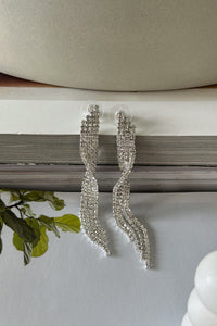 Front | Silver Rhinestone twist Drops studs| special occasion studs