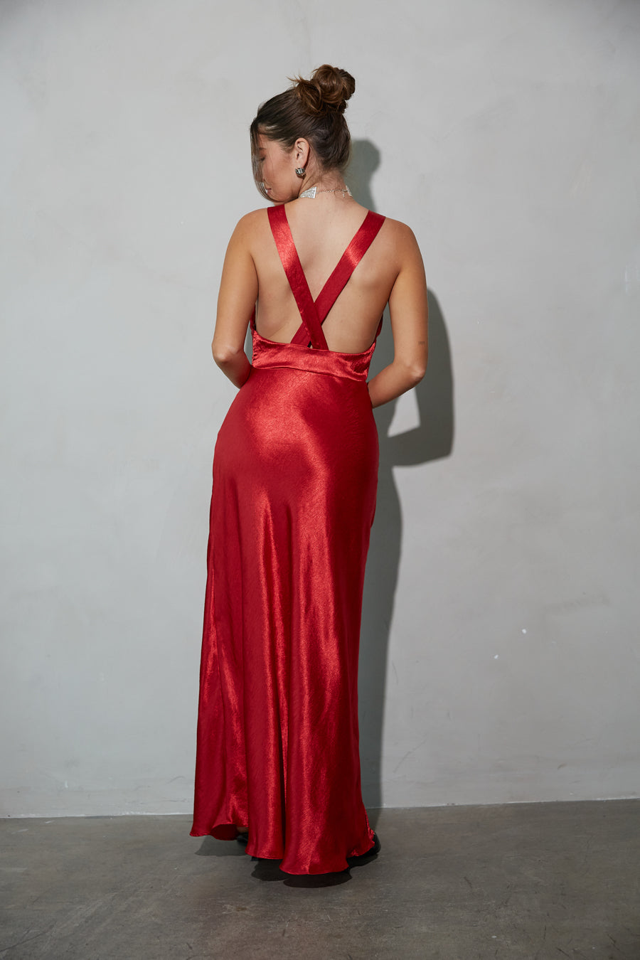 back-view | satin maxi dress | party dress | best dressed outfit | holiday party dress | winter 2024 | chic dress