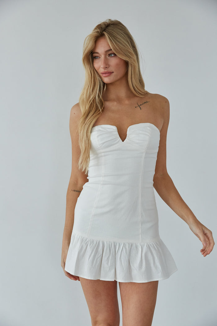Kasey Ruched Mesh Pearl Bodycon Mini Dress • American Threads White Dress  Boutique – americanthreads