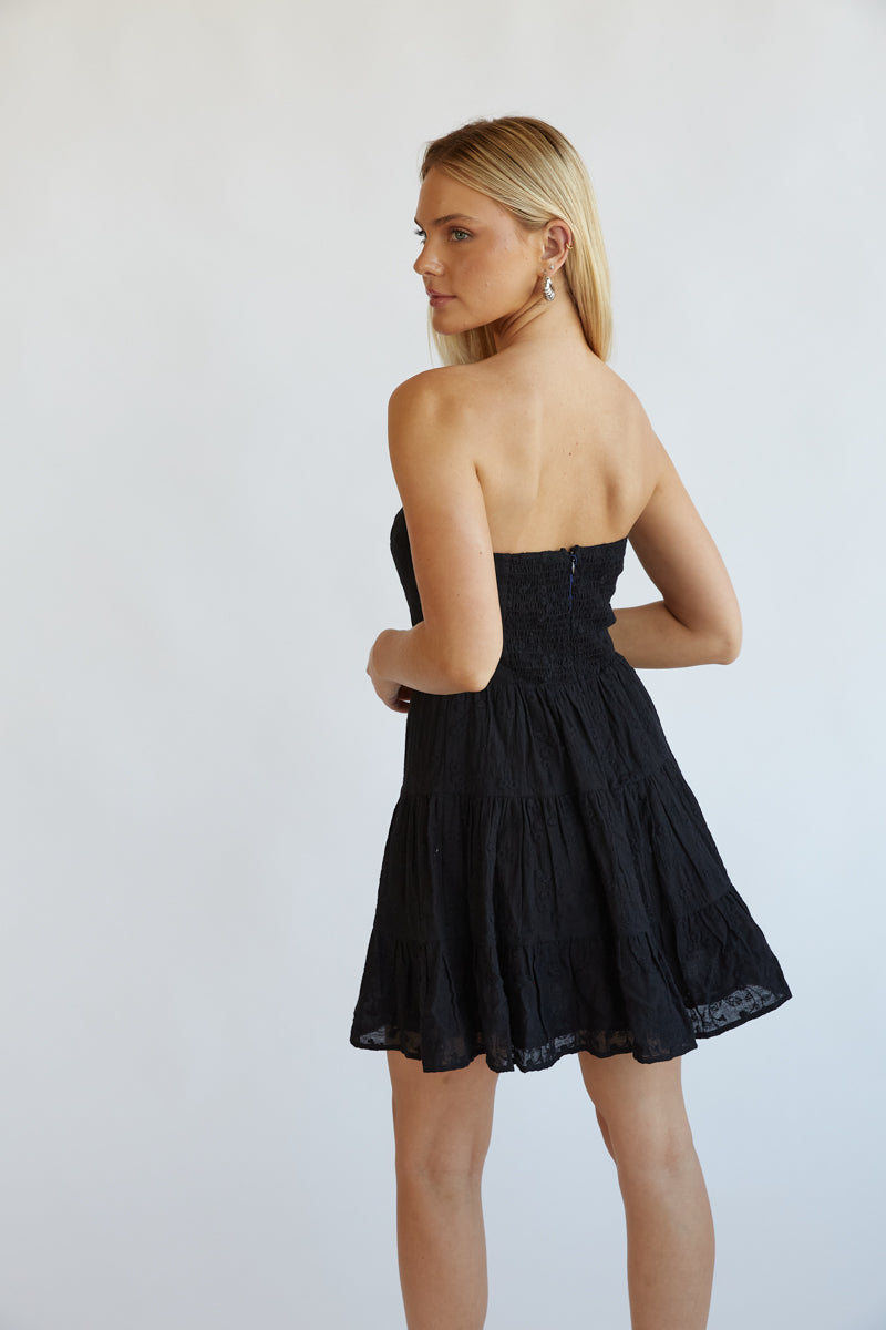 Kiara Strapless Keyhole Open Back Mini Dress • American Threads