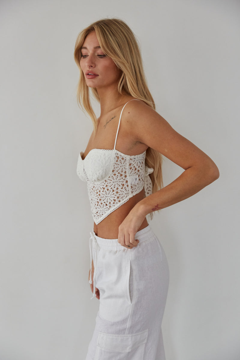 White Lace Crop Top, Tops