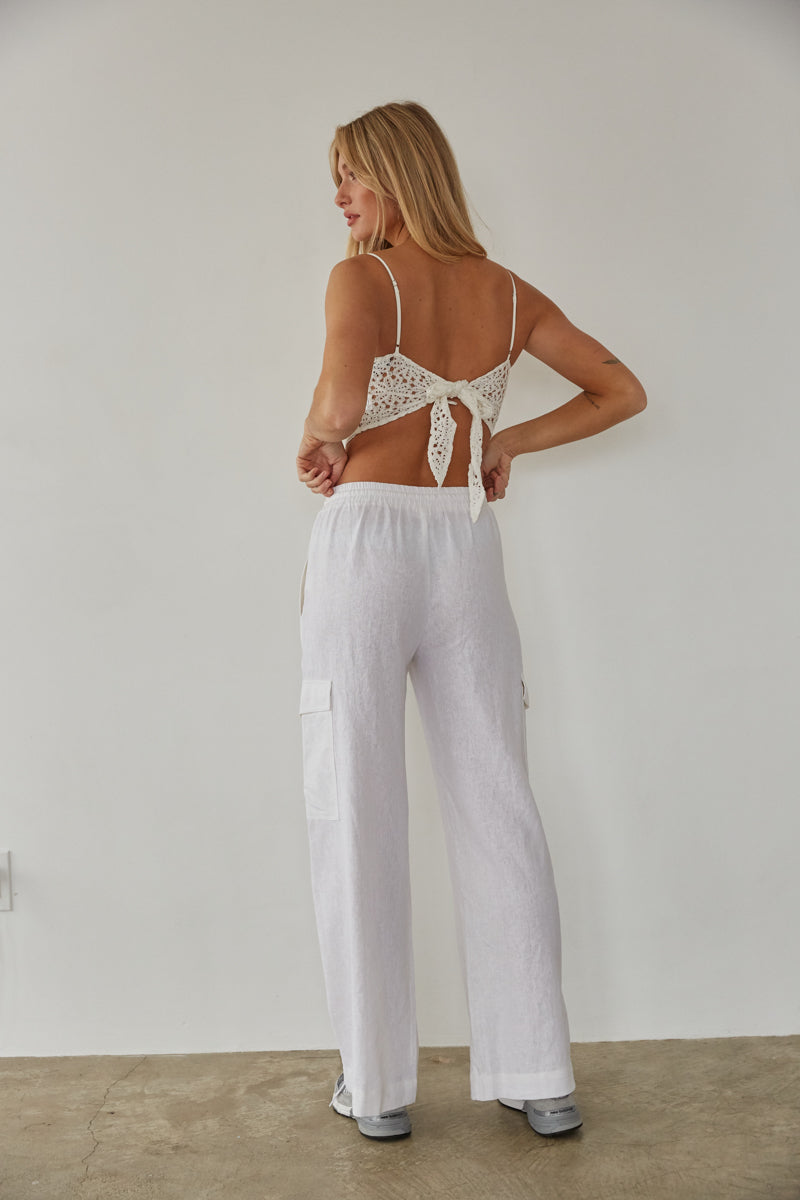 Vienna Linen Cargo Pants • Shop American Threads Women's Trendy Online  Boutique – americanthreads