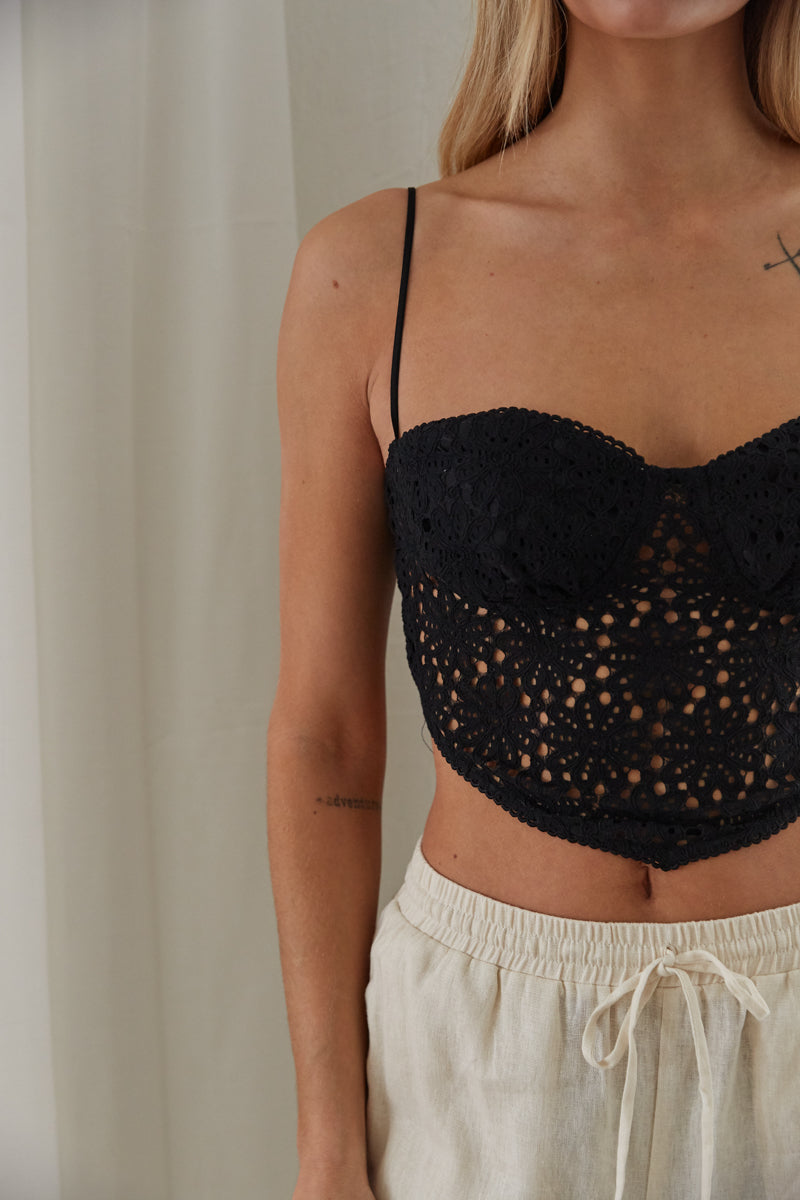 Cover Story Black Lace Crop Top