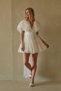 American Threads Erin Pearl Tulle Babydoll Mini Dress
