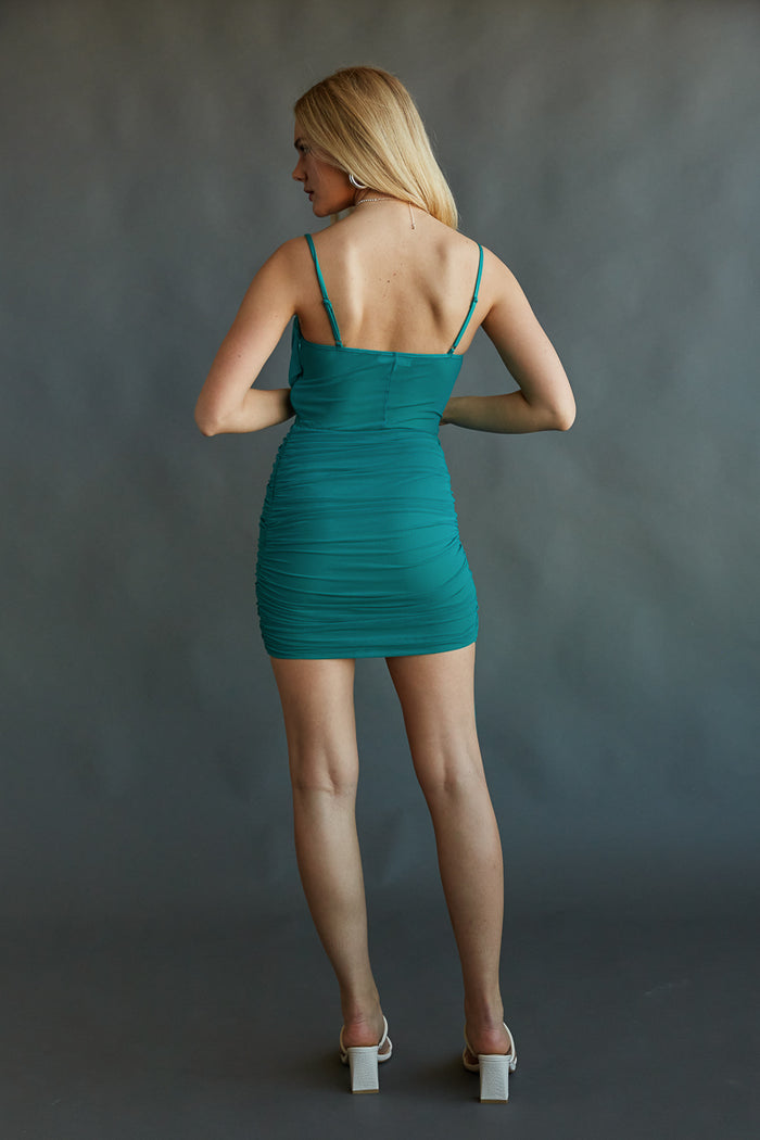 Sasha Sequin Mini Dress in Aqua | Size Medium | 100% Polyester | American Threads