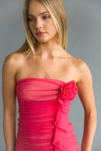 Alexia Strapless Rosette Ruffle Bodycon Mini Dress