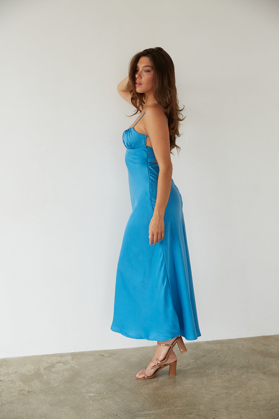 Andie Open Back Satin Maxi Dress