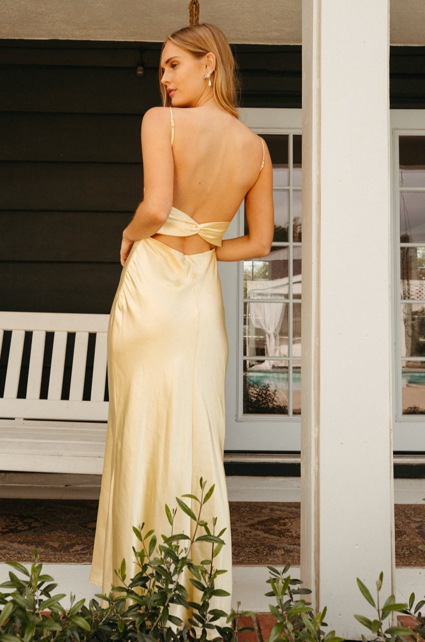 Yellow good satin dress