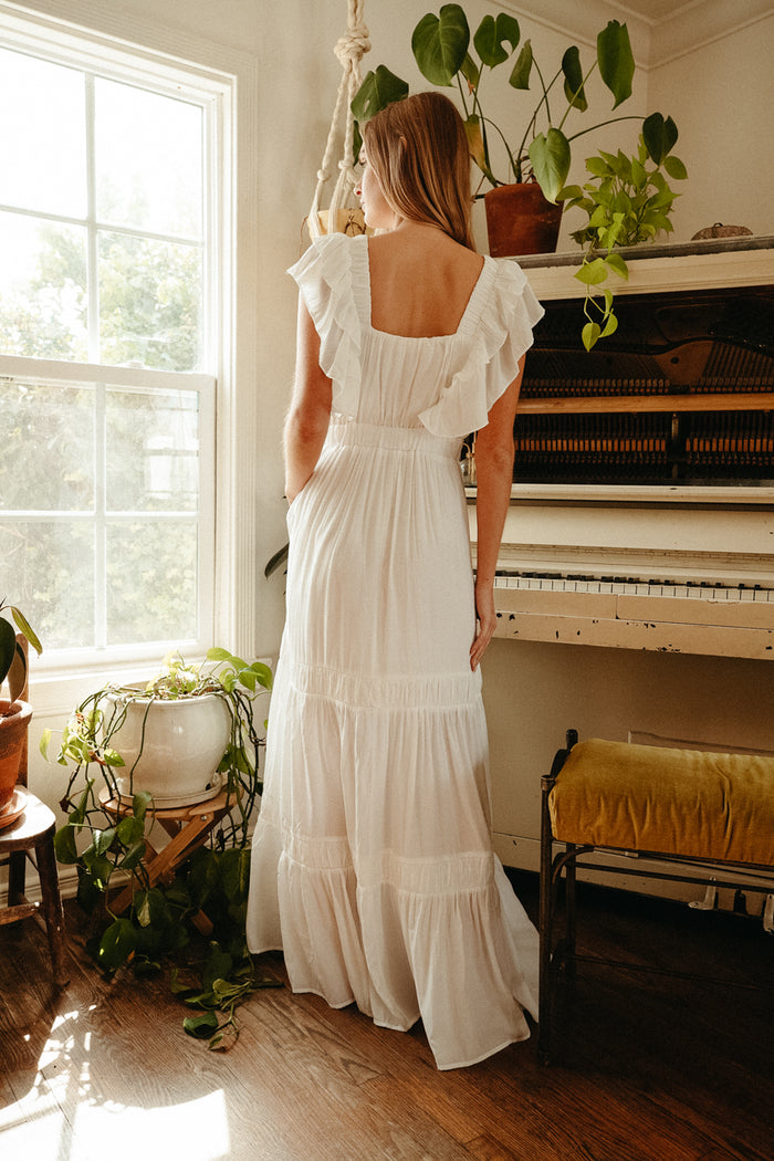 Bella Babydoll Dress - White • American Threads Women's Trendy