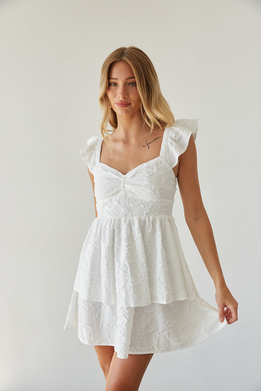 Shops white flare dress with sleeves