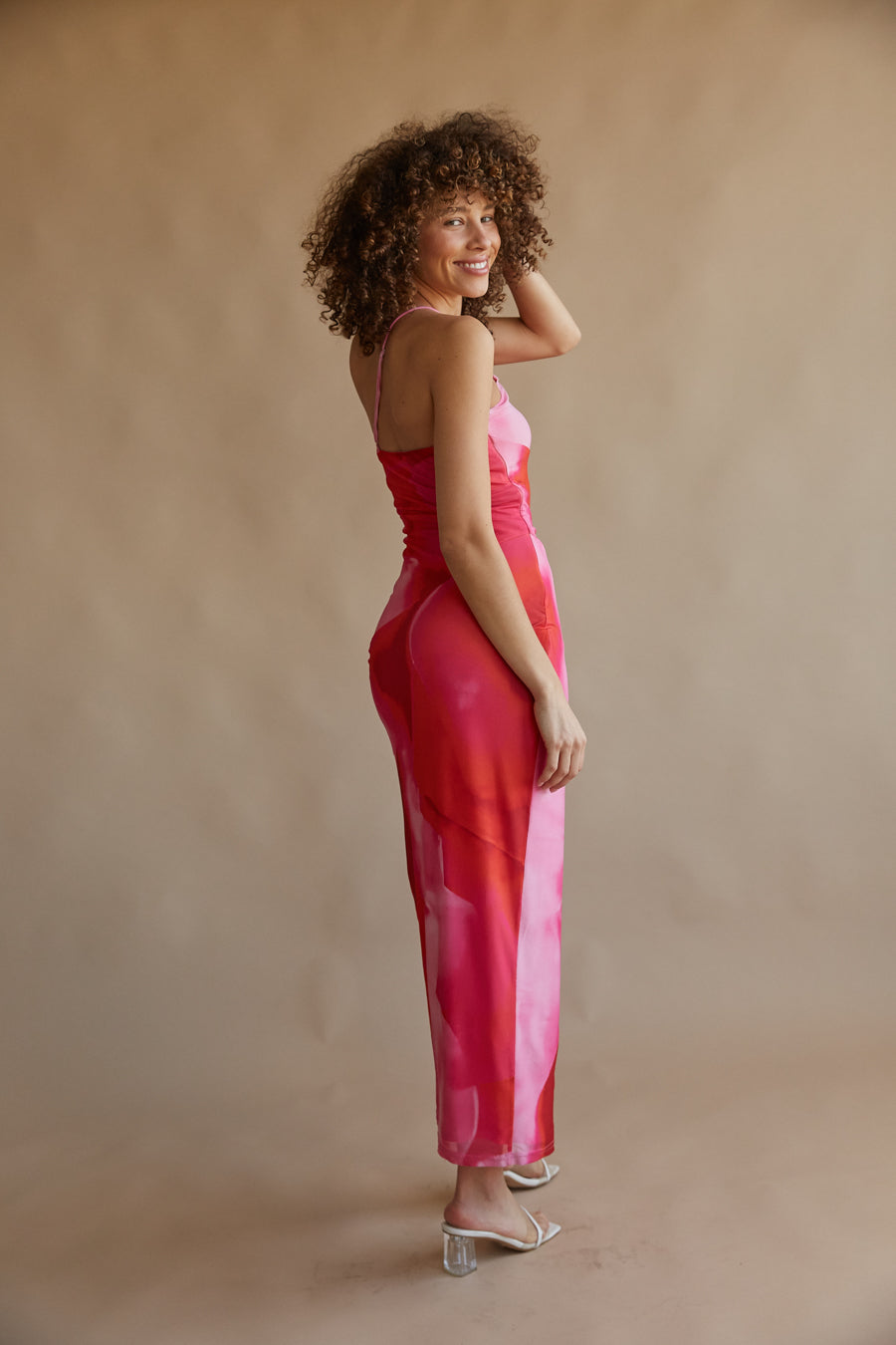 Pink one fashion shoulder maxi dress