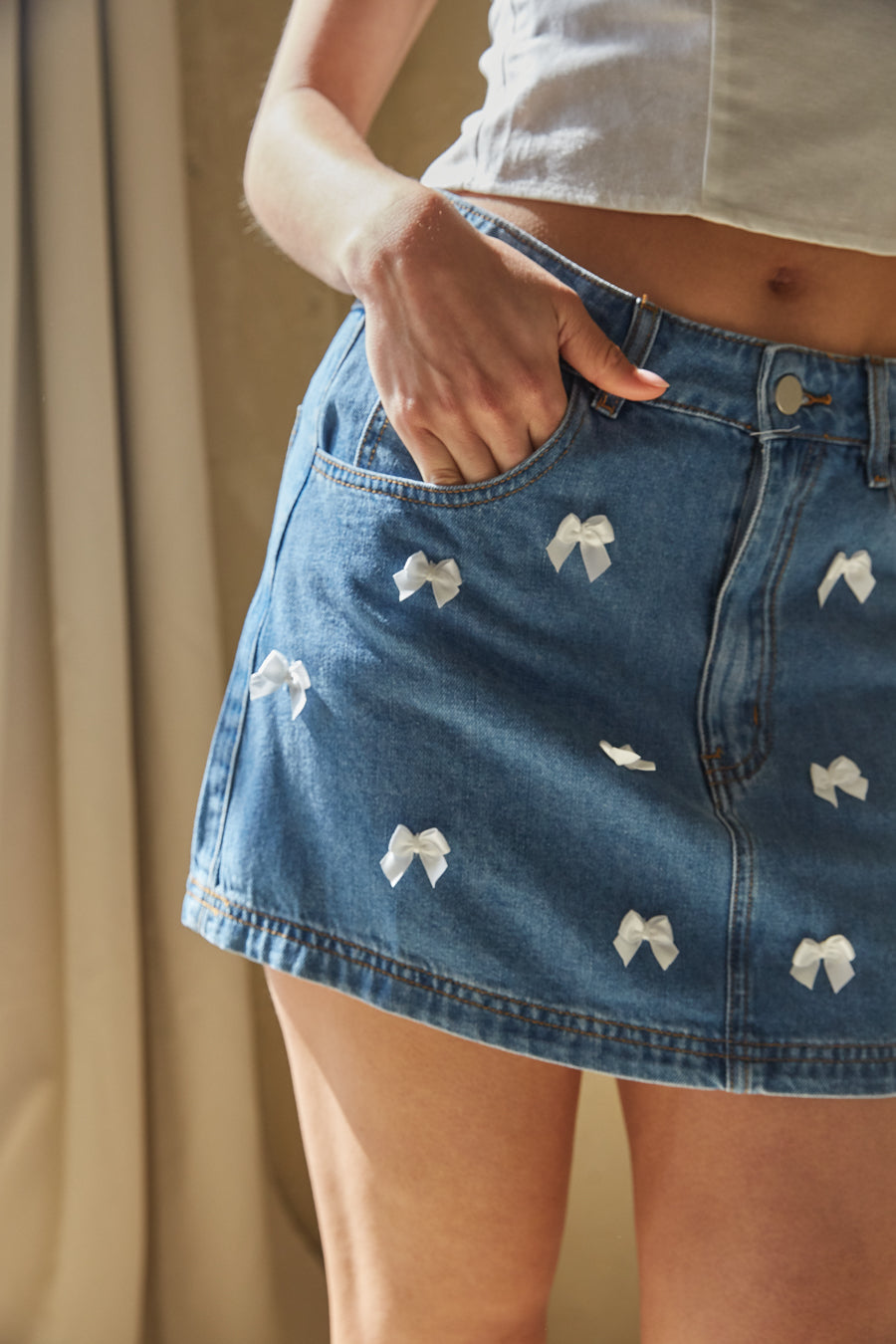 Darby Button Up Denim Midi Skirt • Shop American Threads Women's
