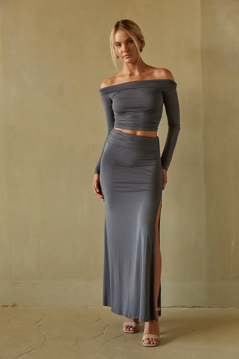 Carrington High-Rise Side Slit Maxi Skirt