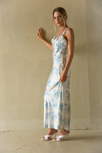 side view | white floral ruffle maxi dress |  summer dress